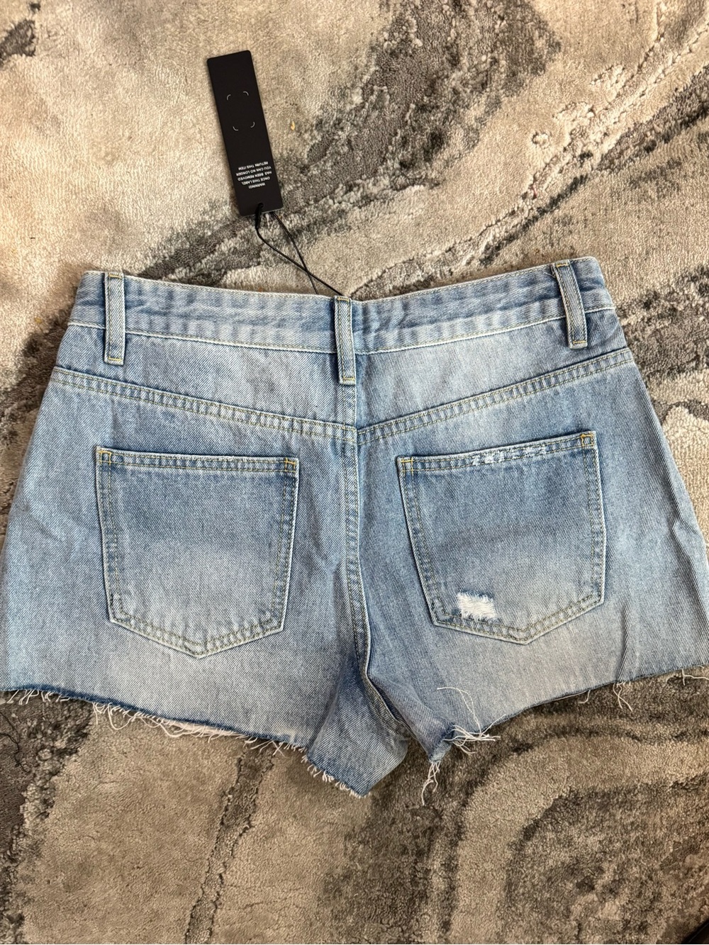 Fashion Nova Light Blue Distressed Denim Cutoff Shorts - Picture 4 of 5